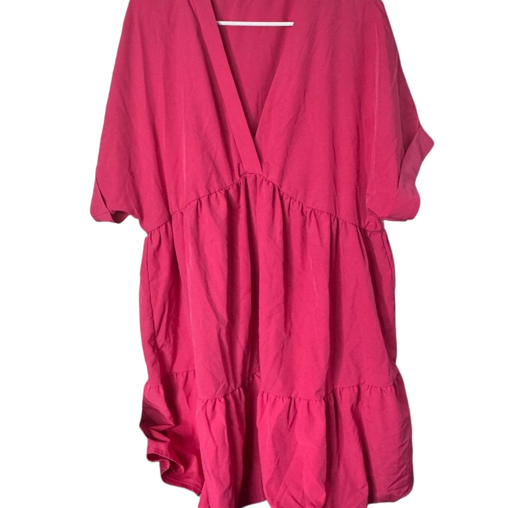 SHEIN Fuchsia V-Neck Dress